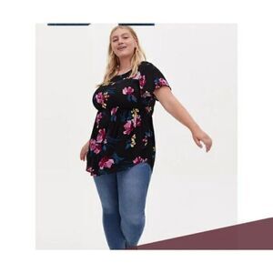 Torrid floral keyhole, baby doll tunic plus size S/0